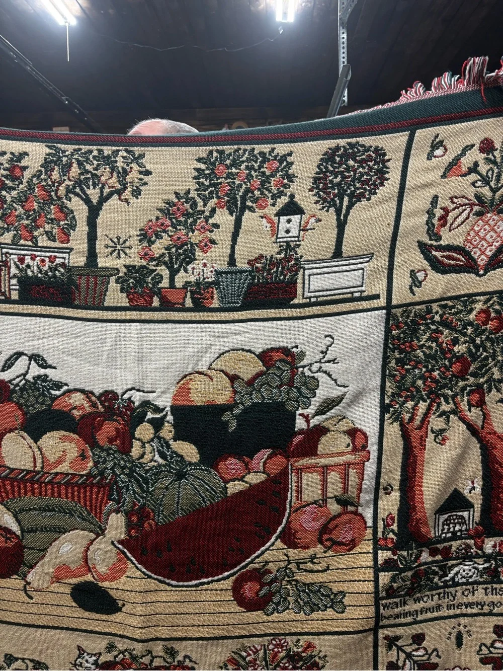 Vintage Goodwin Weavers Classic  Fruit Basket Tapestry Throw Blanket